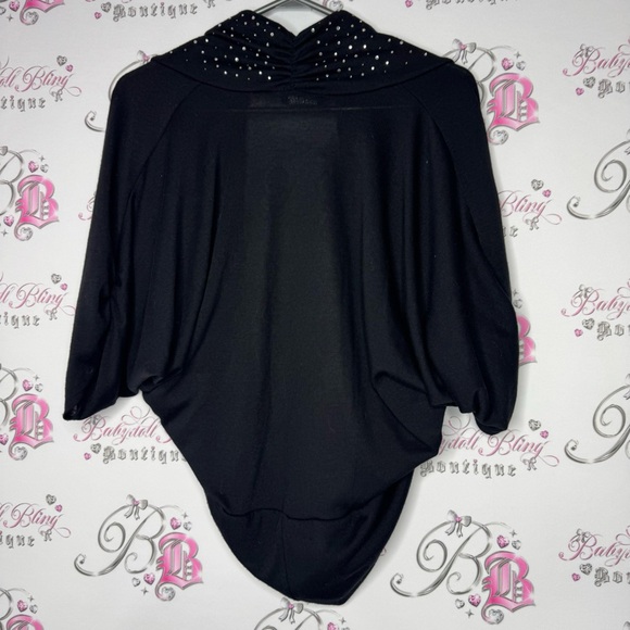 Seduction cardigan rhinestone bling diamond crystals flowy cinching cute comfy - Picture 7 of 7